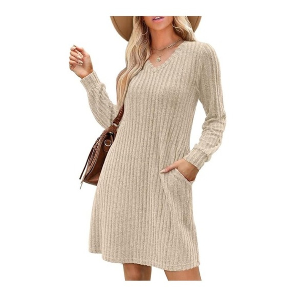 Elegant Beige Knit Dress